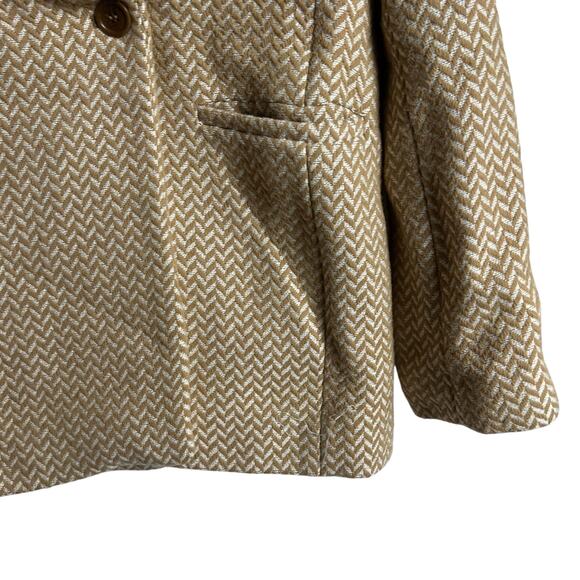 Anine Bing Tan Fishbone Wool Blend Double Breasted Relaxed Blazer Jacket Size S - Picture 9 of 16